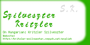 szilveszter kritzler business card